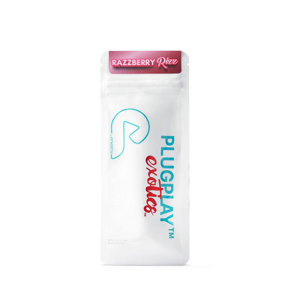 Plugplay Razzberry Rizz all-in-one mylar packaging.